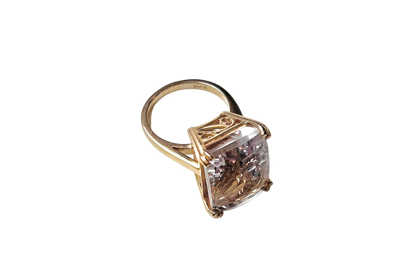 20ct Pink Kunzite Cocktail Ring - 10k Rose Gold