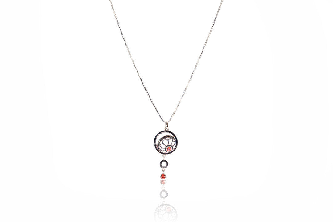 Art Deco Style Pendant Vintage – Sterling Silver with Orange Citrine