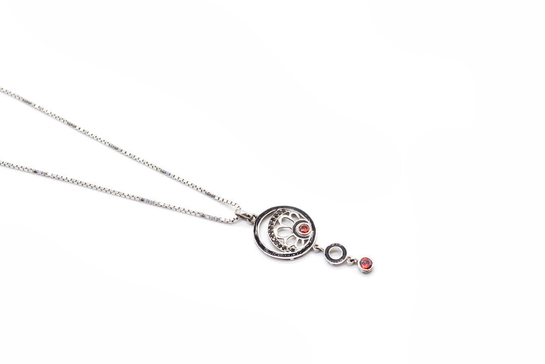 Art Deco Style Pendant Vintage – Sterling Silver with Orange Citrine
