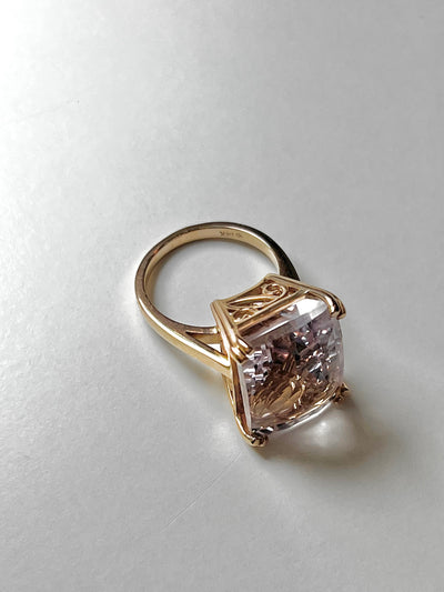 20ct Pink Kunzite Cocktail Ring - 10k Rose Gold