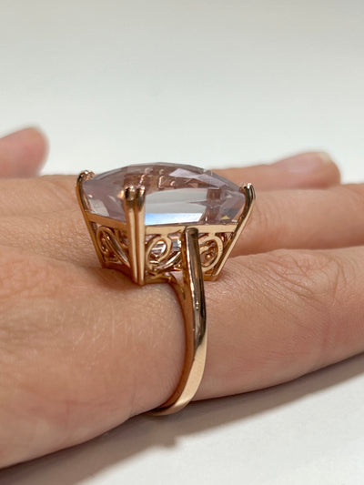 20ct Pink Kunzite Cocktail Ring - 10k Rose Gold