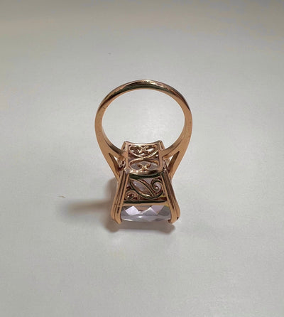 20ct Pink Kunzite Cocktail Ring - 10k Rose Gold