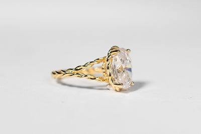 4ct Oval Double Twist Engagement Ring - 14k Yellow Gold