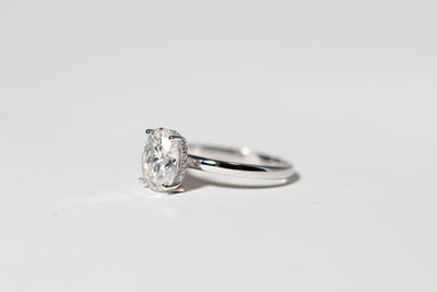 2ct Oval Engagement Ring with Mini Halo - 14k White Gold