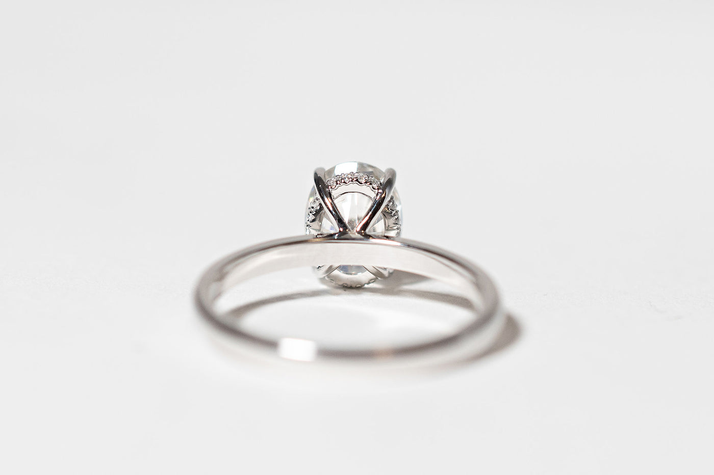 2ct Oval Engagement Ring with Mini Halo - 14k White Gold