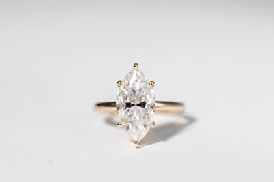 4ct Marquise Engagement Ring with Mini Halo - 14k Yellow Gold