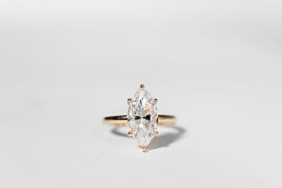 2ct Marquise Engagement Ring with Mini Halo - 14k yellow gold