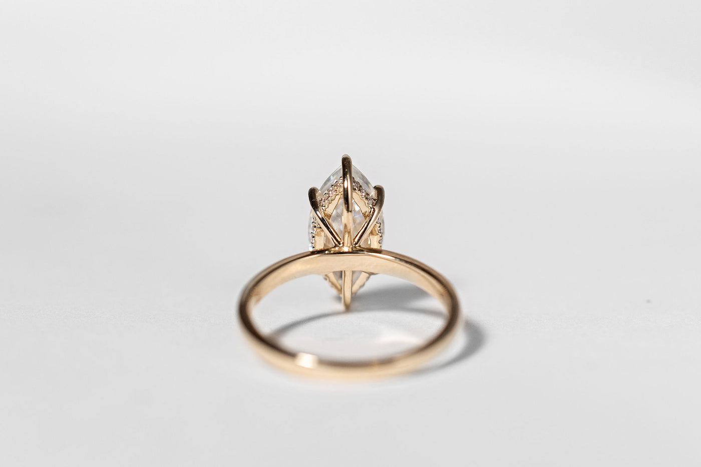 2ct Marquise Engagement Ring with Mini Halo - 14k yellow gold