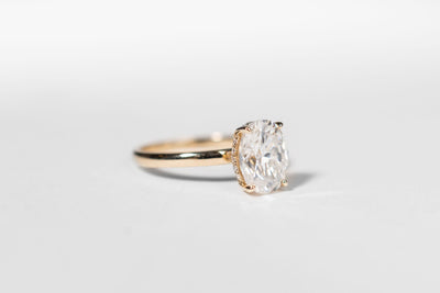 2ct Oval Engagement with Mini Halo - 14k Yellow Gold