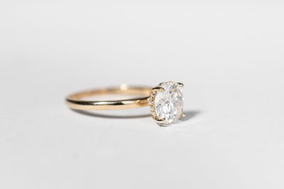 2ct Round Engagement Ring with Mini Halo - Made to Order