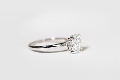 2ct Round Engagement Ring with Mini Halo - 14k White Gold