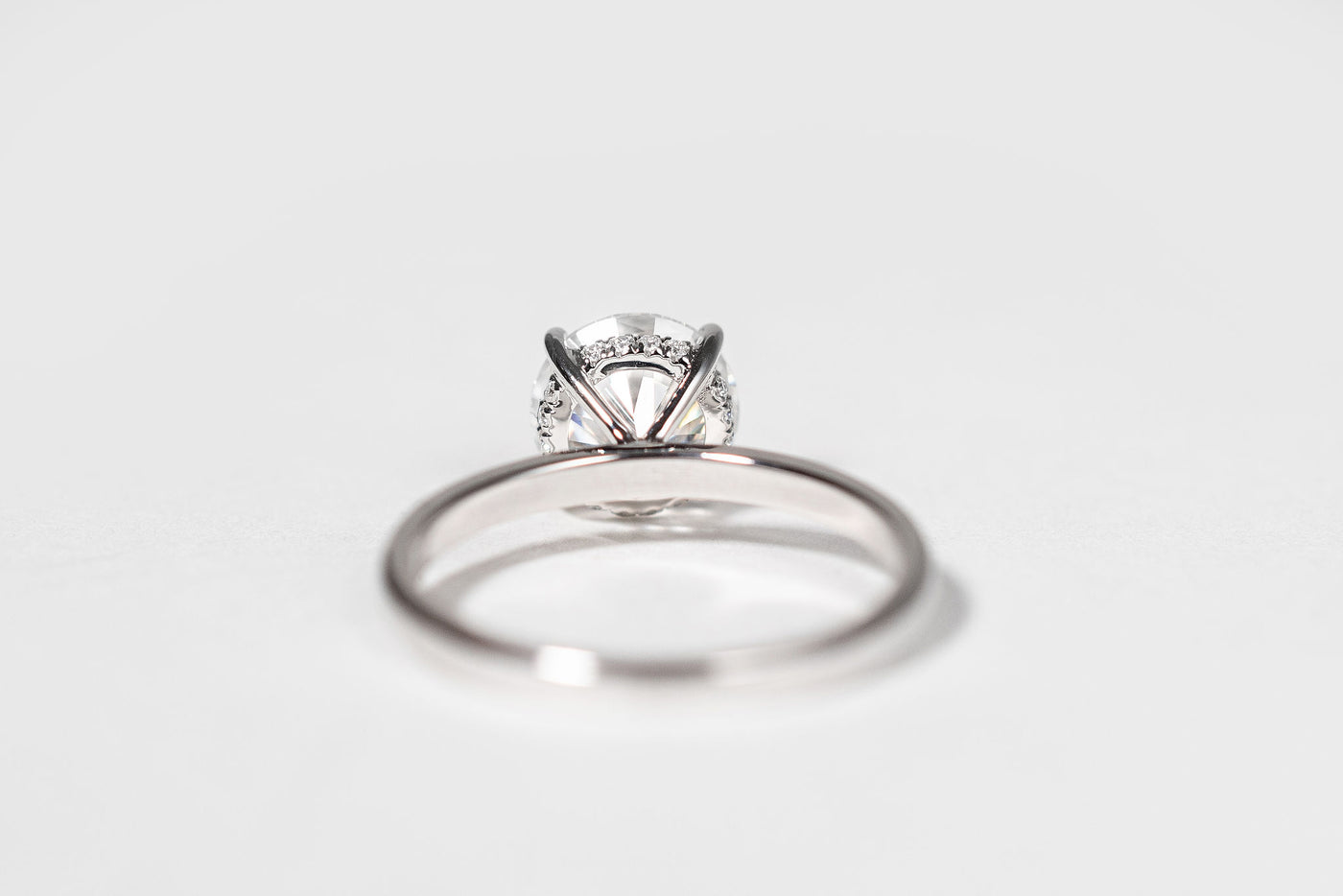 2ct Round Engagement Ring with Mini Halo - 14k White Gold