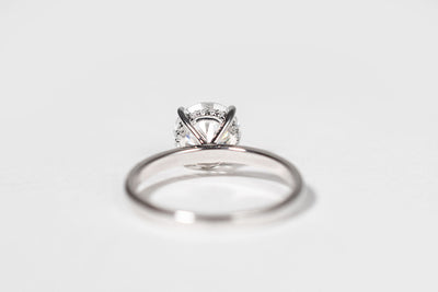 2ct Round Engagement Ring with Mini Halo - 14k White Gold