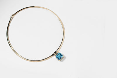 15ct  Flawless Blue Topaz  Necklace - 14k Made to order