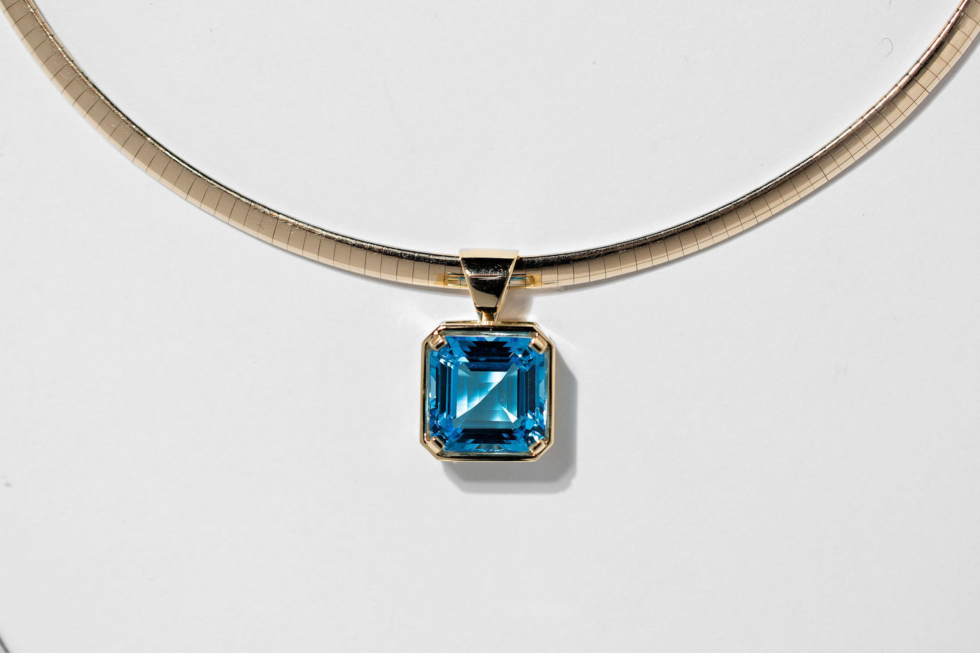 15ct  Flawless Blue Topaz  Necklace - 14k Made to order
