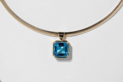 16.7ct Flawless Blue Topaz  Necklace - 14k Made to order