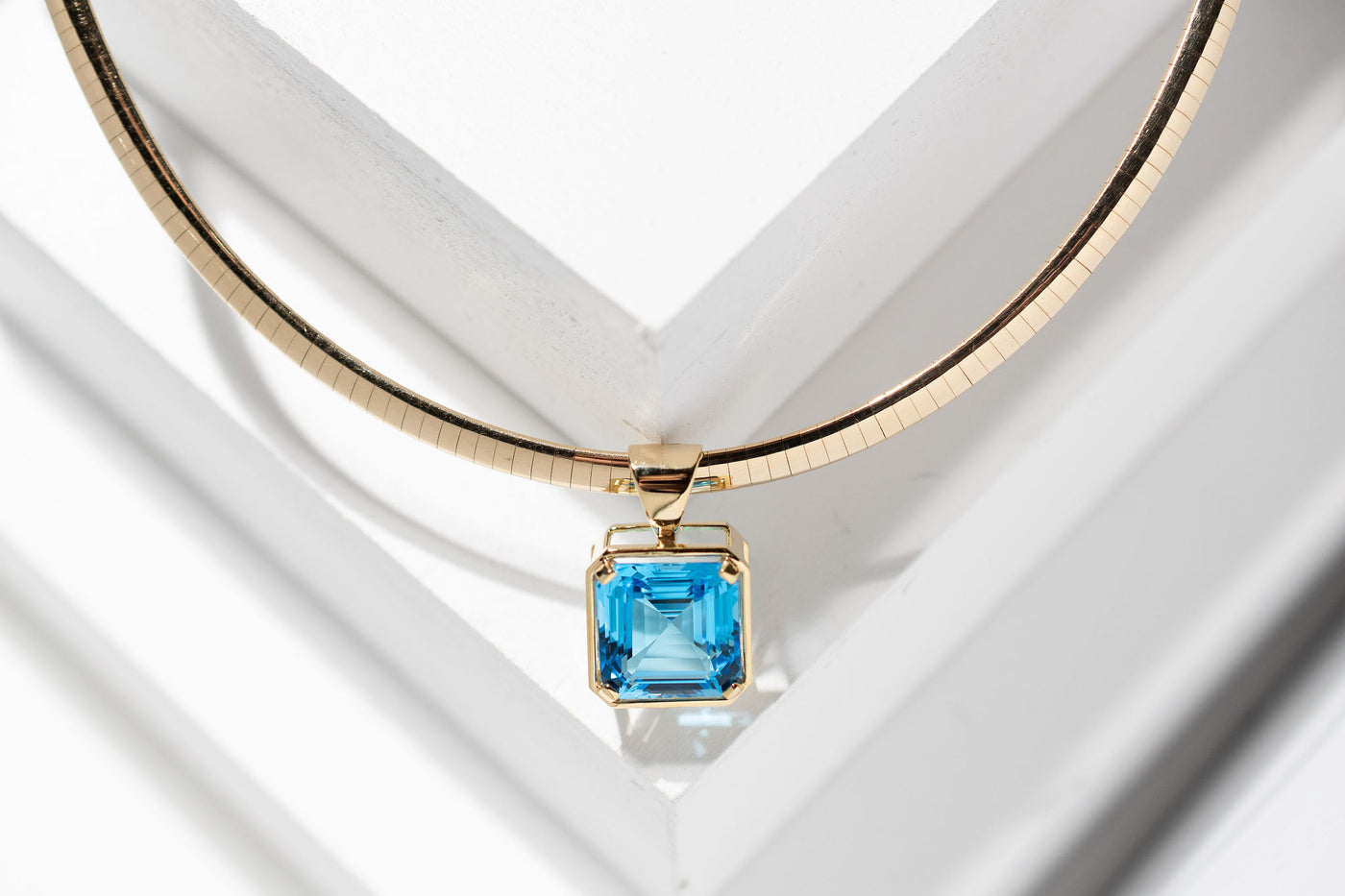 16.7ct Flawless Blue Topaz  Necklace - 14k Made to order