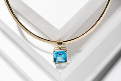 15ct  Flawless Blue Topaz  Necklace - 14k Made to order