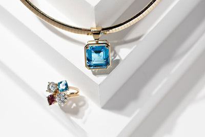 15ct  Flawless Blue Topaz  Necklace - 14k Made to order