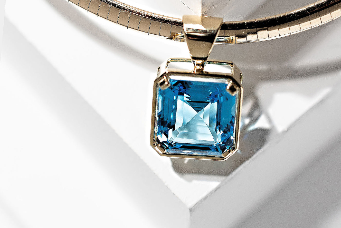 15ct  Flawless Blue Topaz  Necklace - 14k Made to order