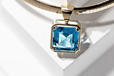 15ct  Flawless Blue Topaz  Necklace - 14k Made to order