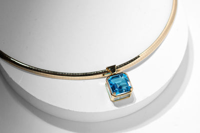15ct  Flawless Blue Topaz  Necklace - 14k Made to order