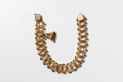 Vintage Bell Charm bracelet - 14k Yellow Gold