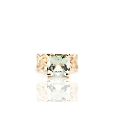 10ct Green Amethyst Ring - 14k Yellow Gold