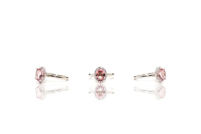3ct Pink Halo Engagement Ring – Tourmaline & Moissanites - 14k white gold