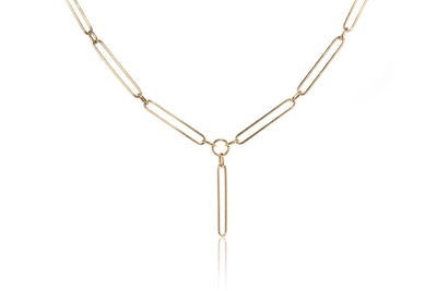 Plunging Paperclip Necklace - 14kYellow  Gold