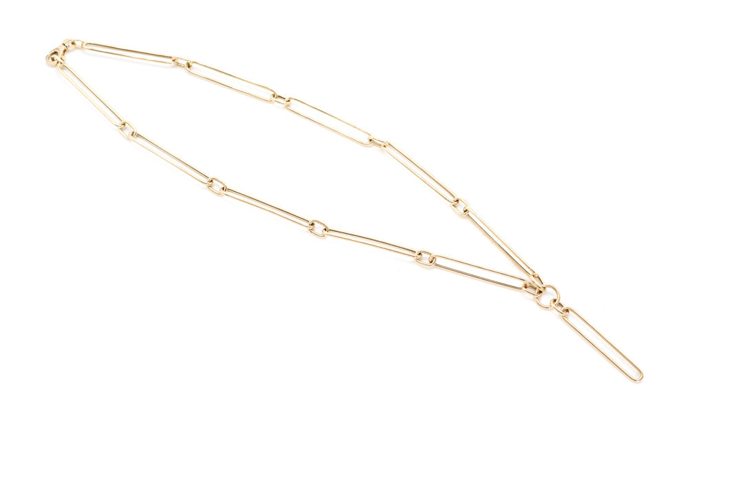 Plunging Paperclip Necklace - 14kYellow  Gold