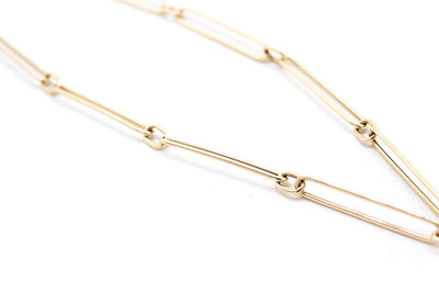 Plunging Paperclip Necklace - 14kYellow  Gold