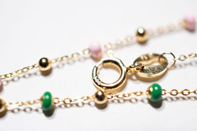 Pink/Lavender Enamel & Gold Necklace
