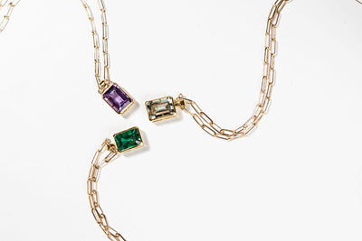 12ct Iris Purple Amethyst Pendant & Paperclip Chain - 14k Gold