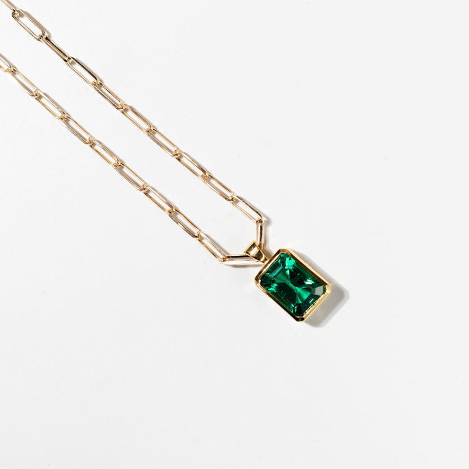 12ct Emerald Necklace - 14k Yellow Gold