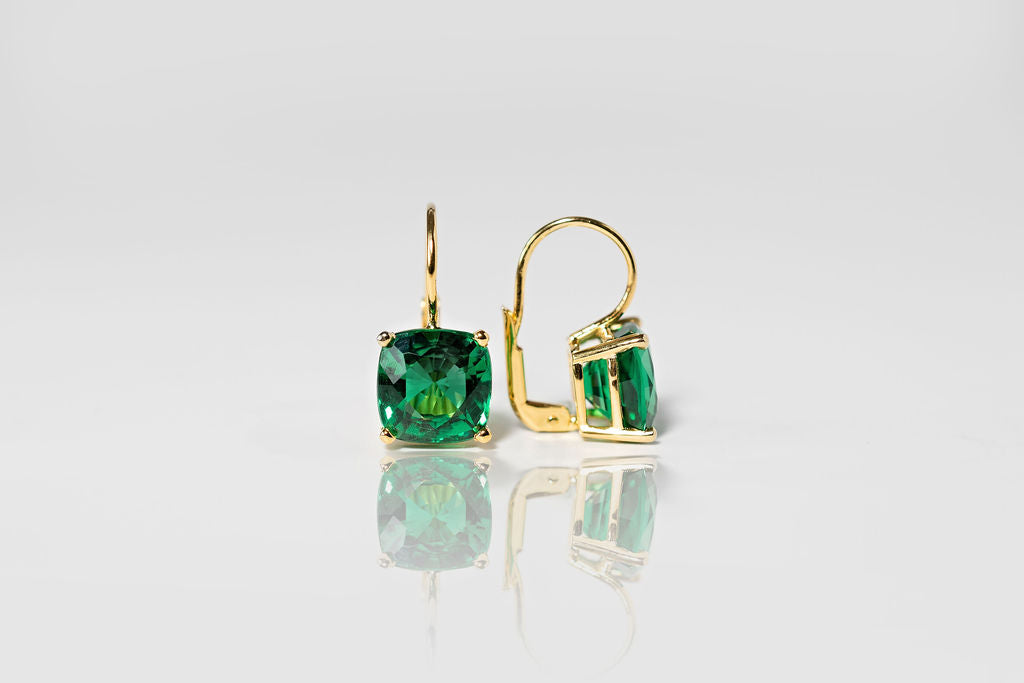 4ct Gachala Emerald French Lever-Back Earrings 14k gold
