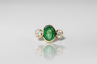 3ct Colombian Emerald & Moissanite Ring - 14k Yellow Gold