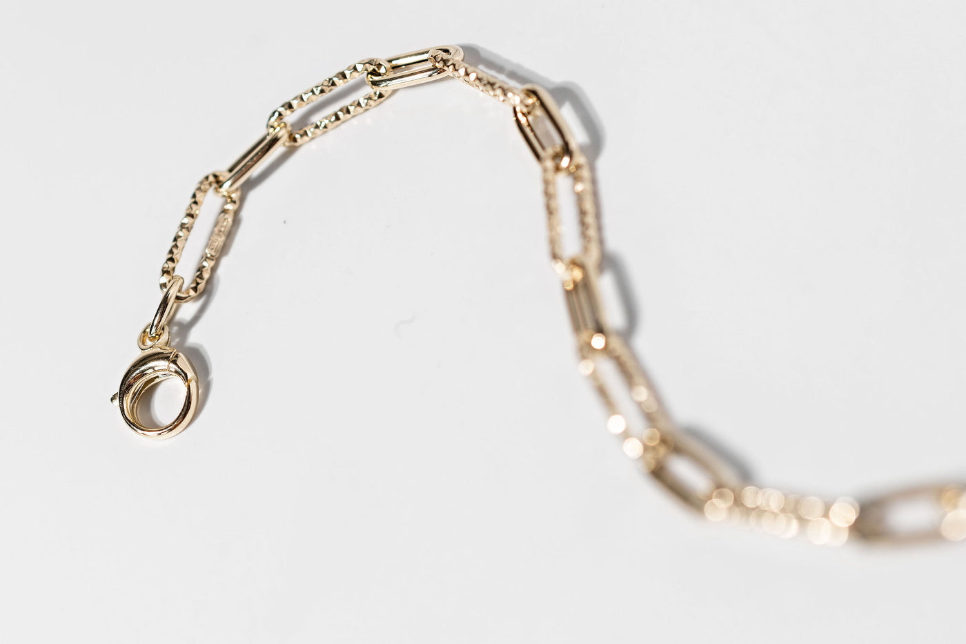 Diamond Cut Paperclip Bracelet - 14k Yellow Gold