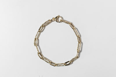 Diamond Cut Paperclip Bracelet - 14k Yellow Gold