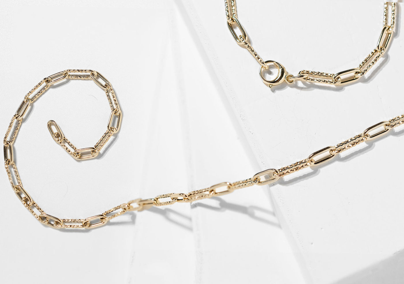 Diamond Cut Paperclip Necklace - 14k Yellow Gold