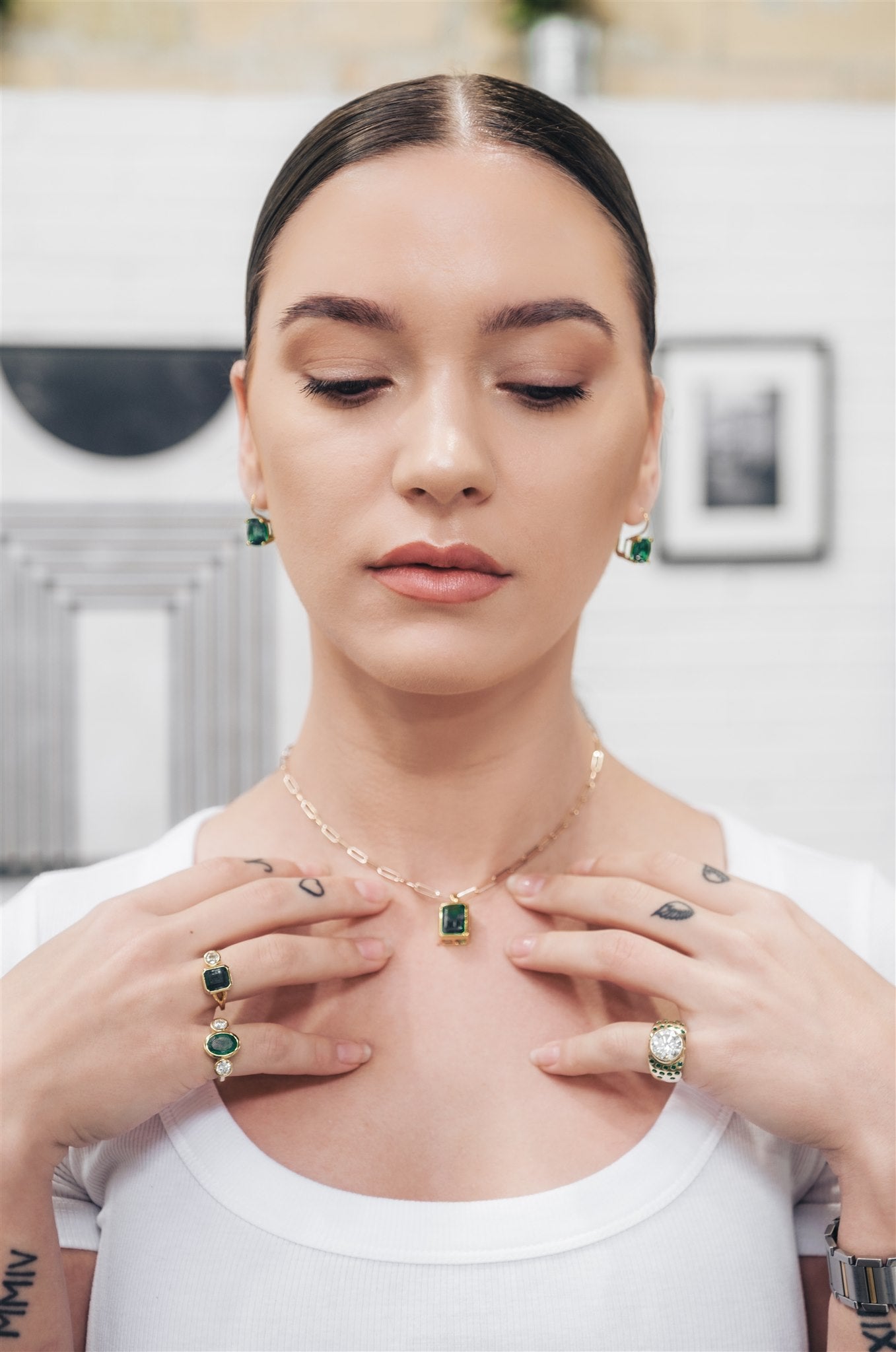 Emerald Paperclip Necklace