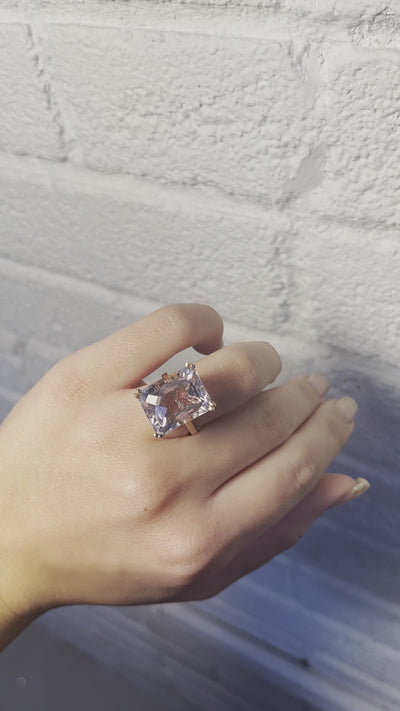 20ct Pink Kunzite Cocktail Ring - 10k Rose Gold