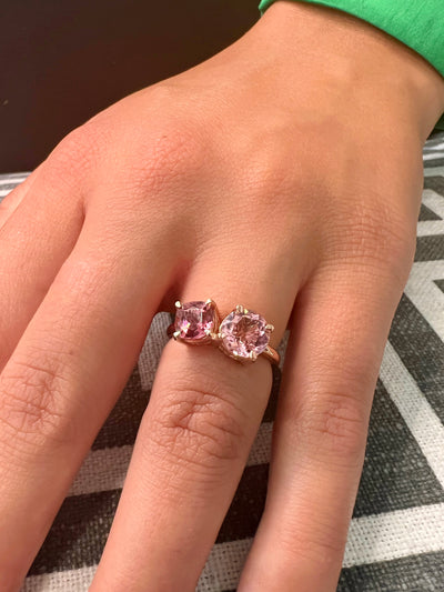 3ct Double Amour Ring – Pink Tourmalines in Rose Gold