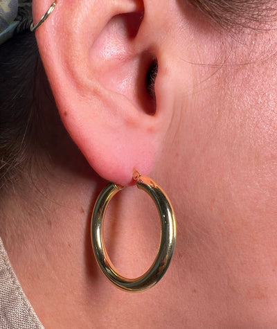 Medium Gold Hoops - 10k yellow gold