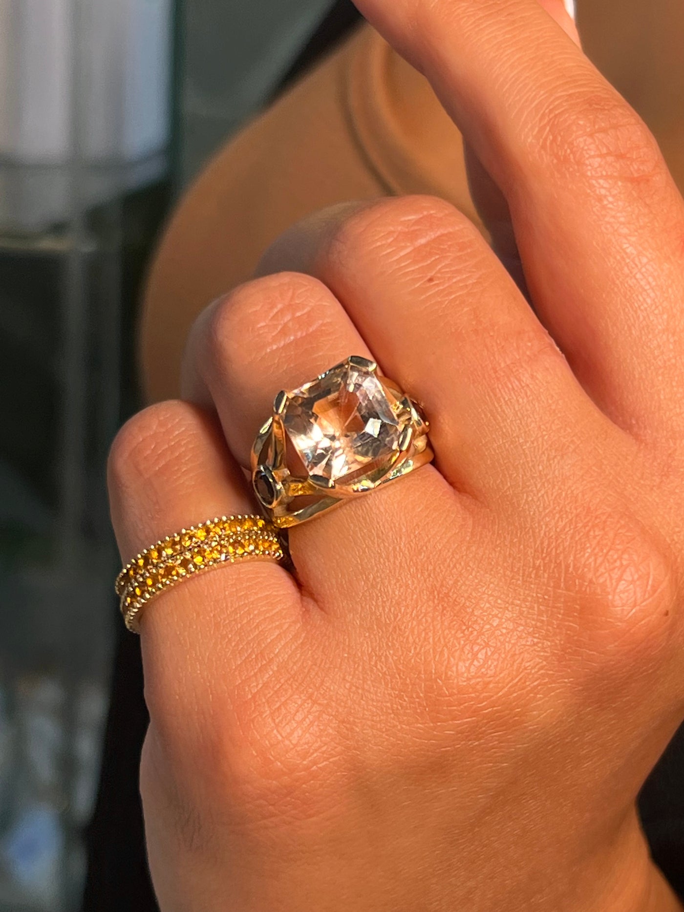2ct Stackable Citrine Gold Rings - 14 Yellow Gold